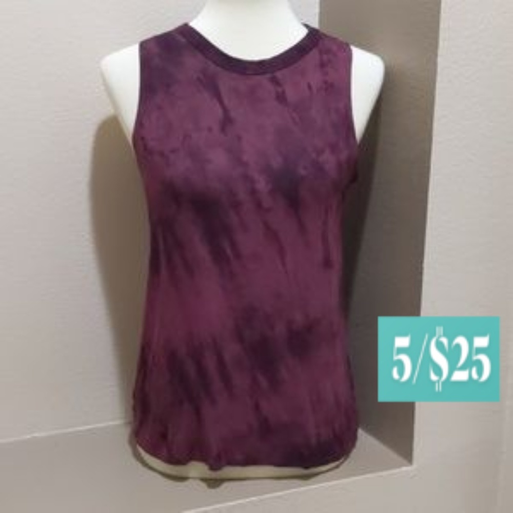 Ginger G. Burgundy Tie Dye Muscle Tank Top